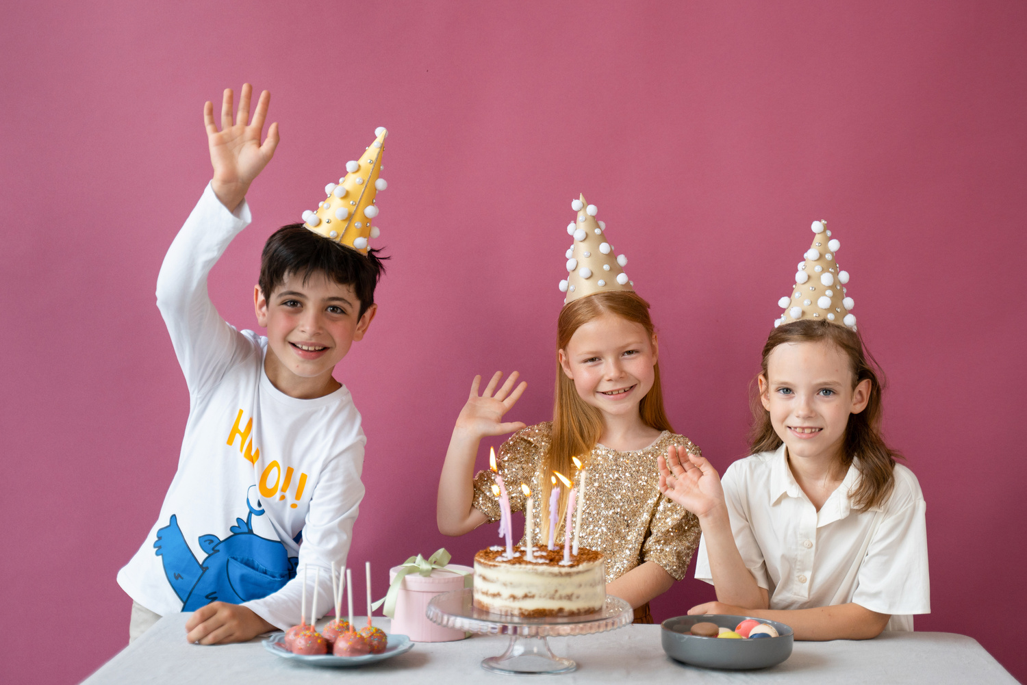 Children Wearing Party Hats